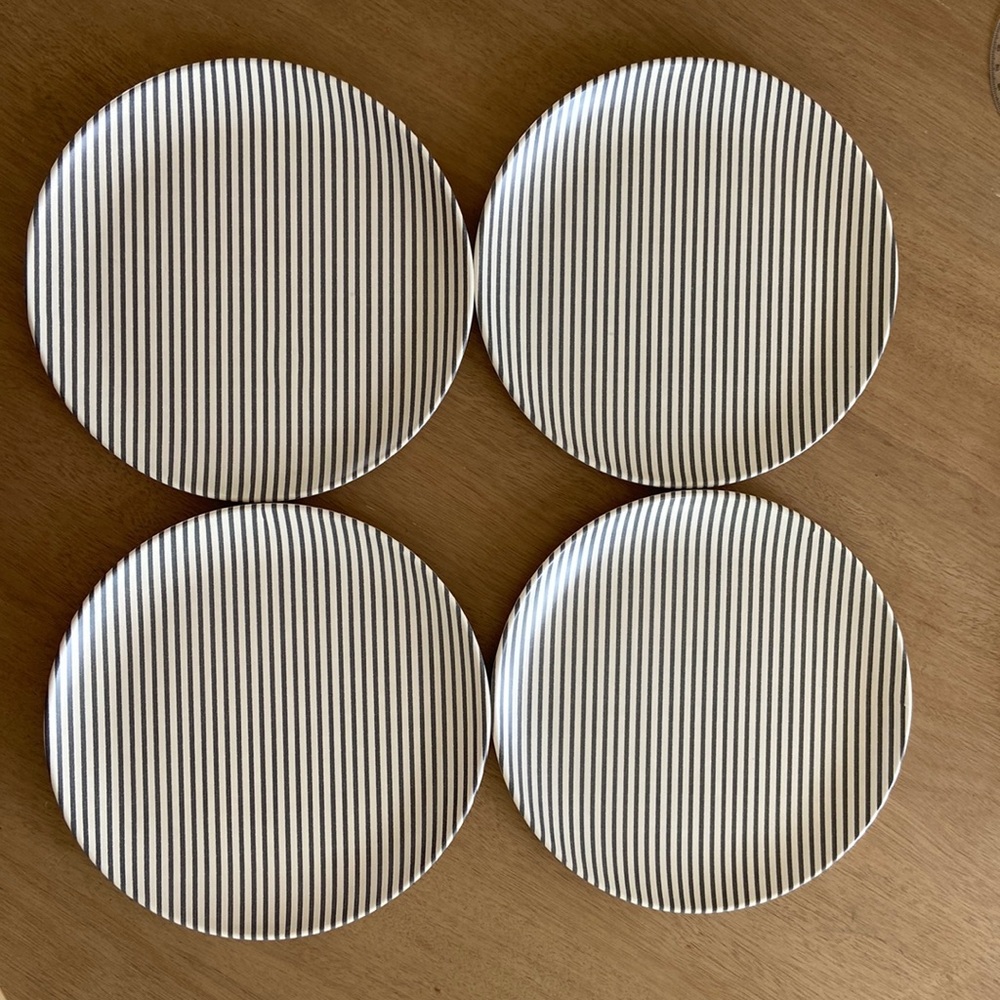 PACK OF 10! Hearth & Hand by Magnolia Ticking Stripe Melamine Outdoor Plates